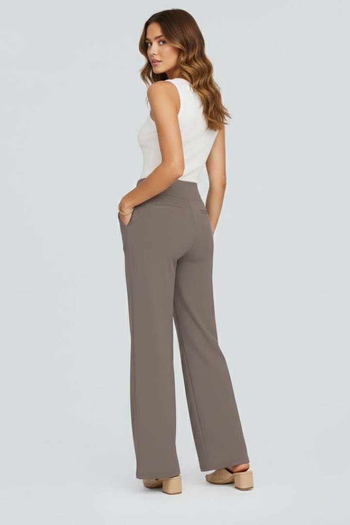 Women’s Wide-Leg Trousers with High Waist and Side Pockets