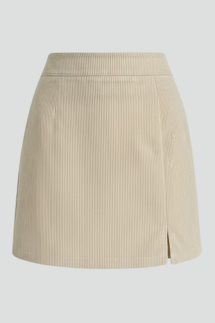 Women’s Short Skirt with Zip Closure and Slit Hem