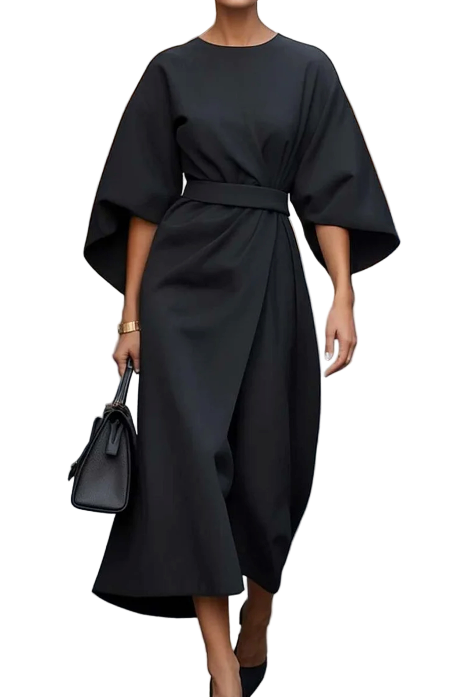 Belted Maxi Dress with Flowing Silhouette