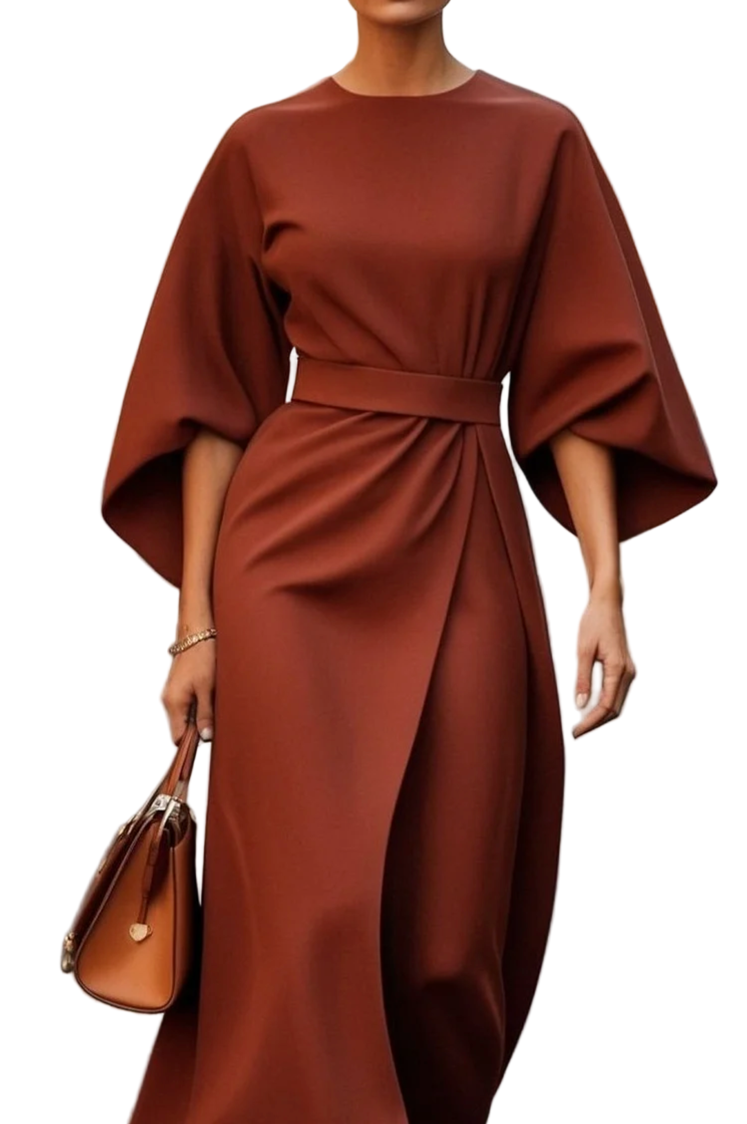 Belted Maxi Dress with Flowing Silhouette