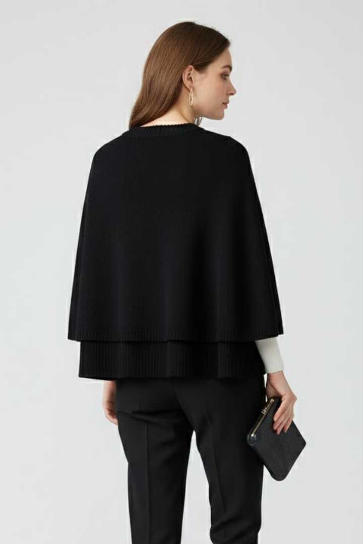 Women’s Cape Cardigan with Button-Front Design