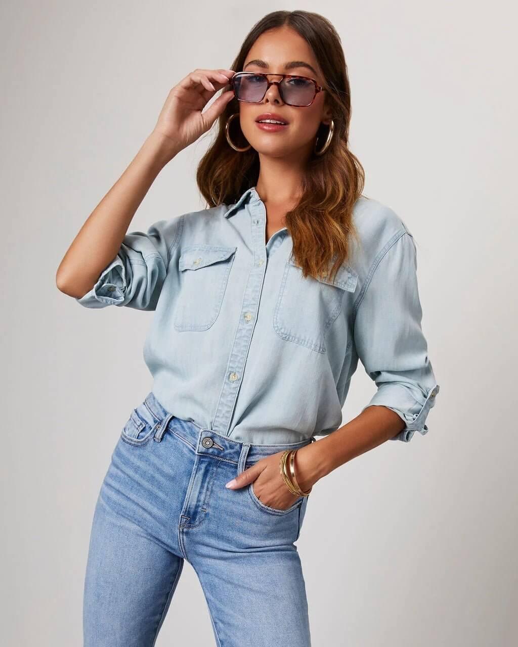 Chambray Denim Shirt for Women