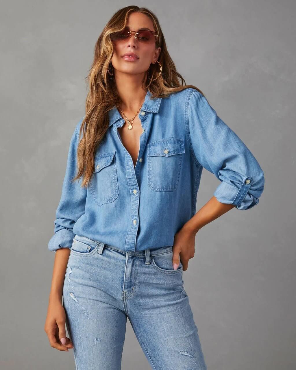 Chambray Denim Shirt for Women