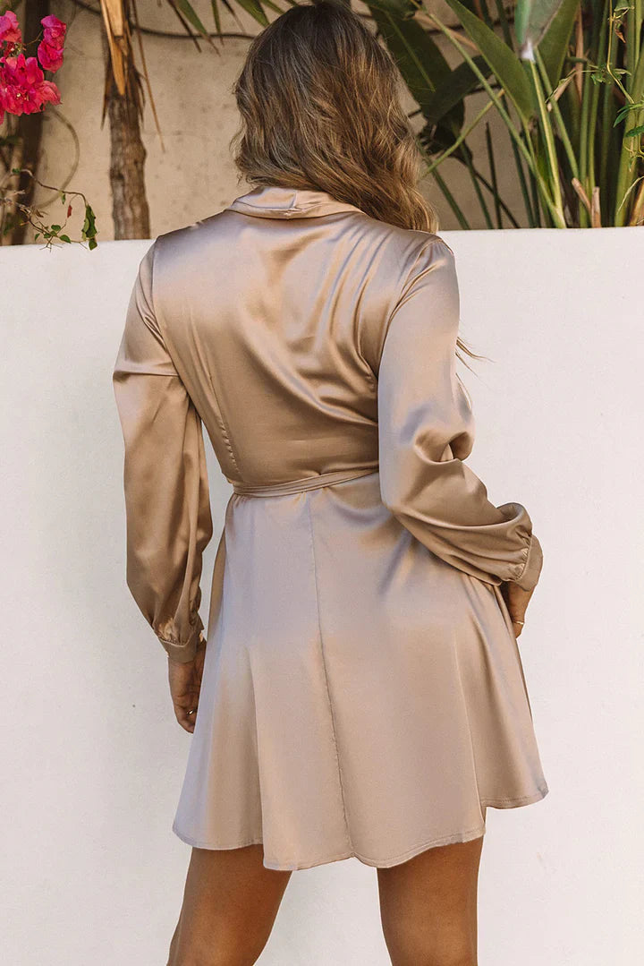 Women’s Mini Dress with V-Neck and Wrap Waist