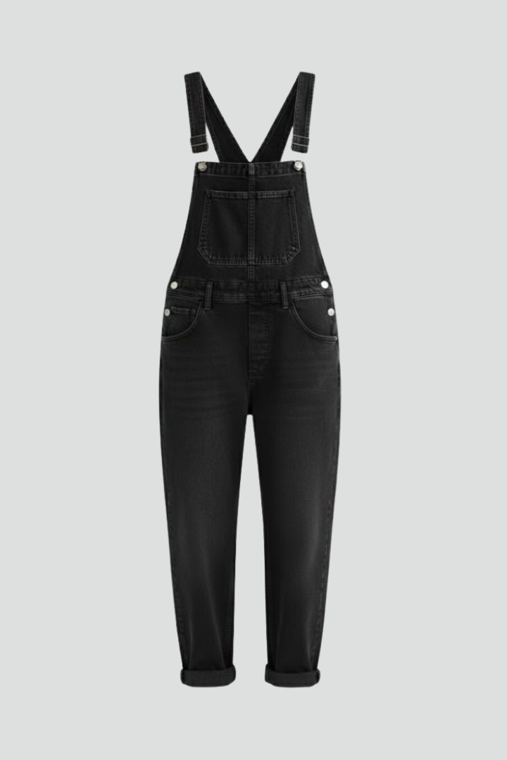 Women’s Denim Jumpsuit with Pockets and Loose Fit
