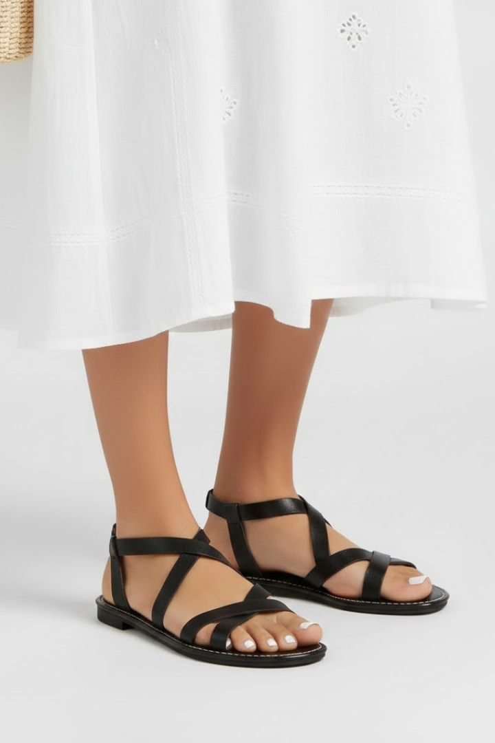 Women’s Flat Sandals with Criss-Cross Straps