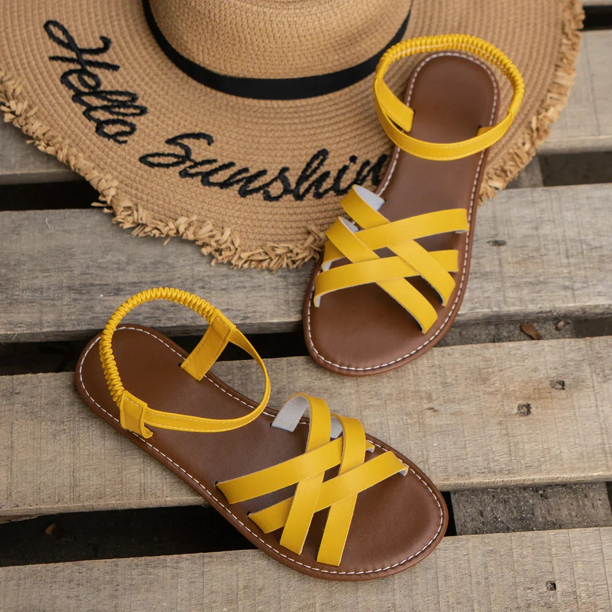 Crisscross Ankle Strap Sandals For Women