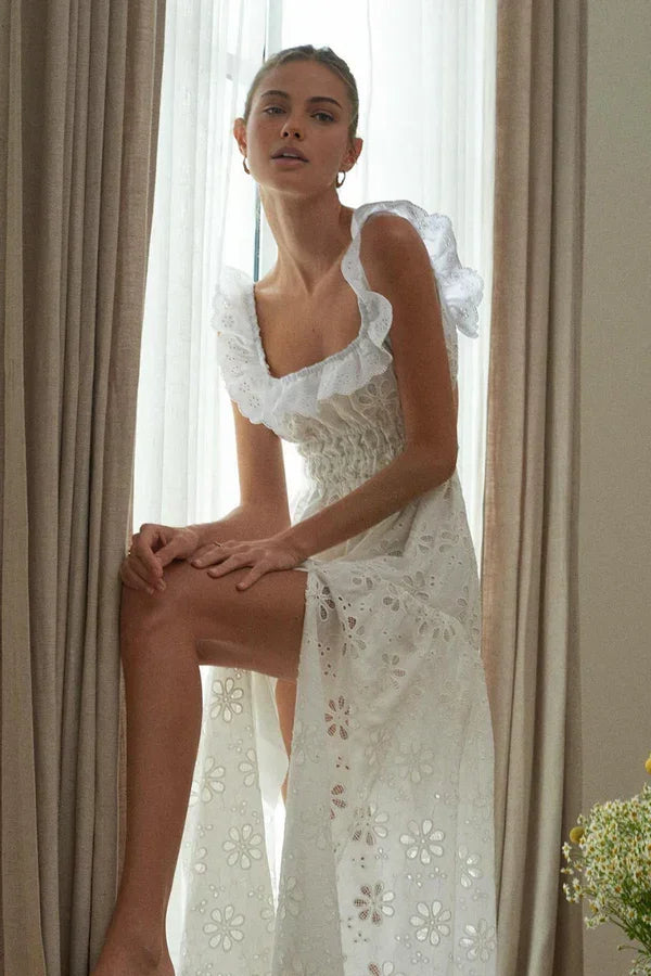 Eyelet Ruffled Maxi Dress for Women