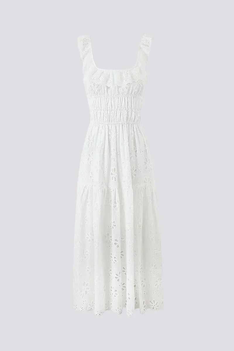 Eyelet Ruffled Maxi Dress for Women