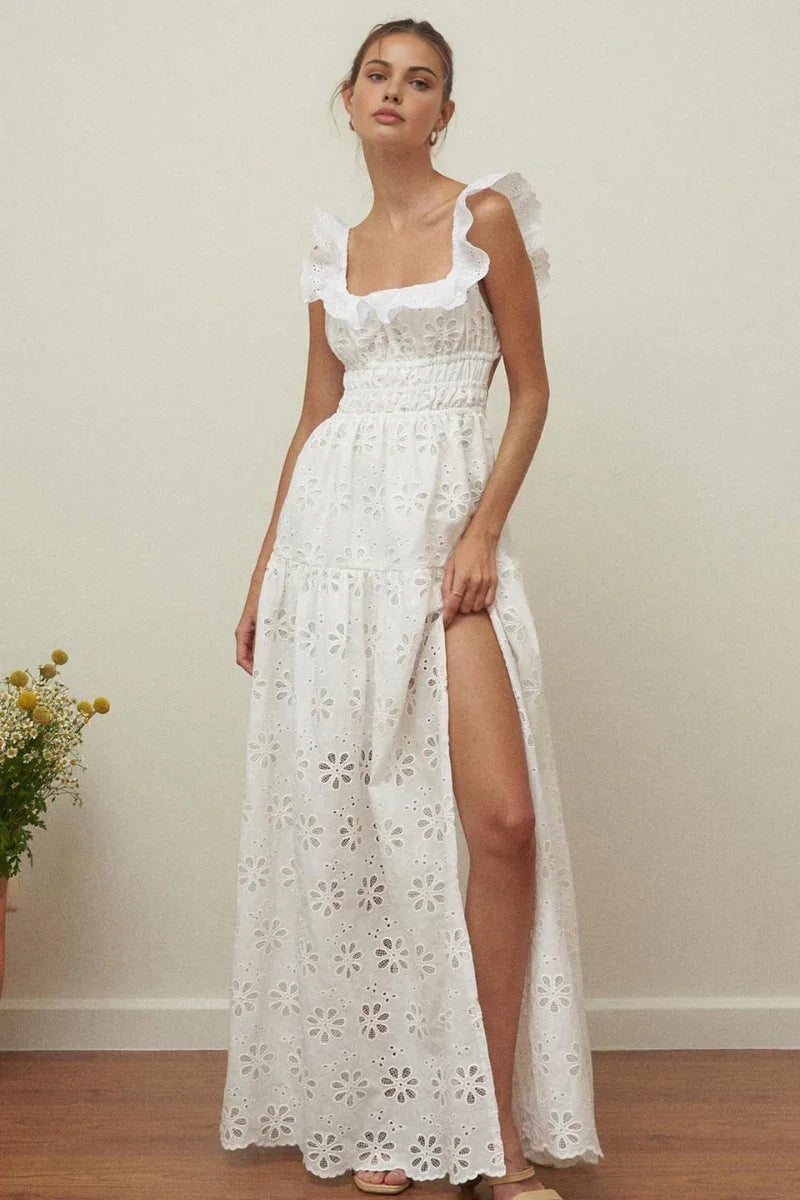 Eyelet Ruffled Maxi Dress for Women