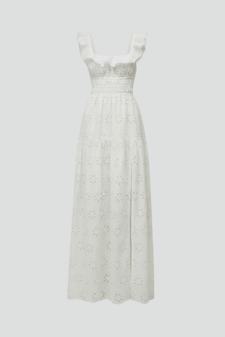 Women’s Maxi Dress with Square Neck and Ruffle Straps