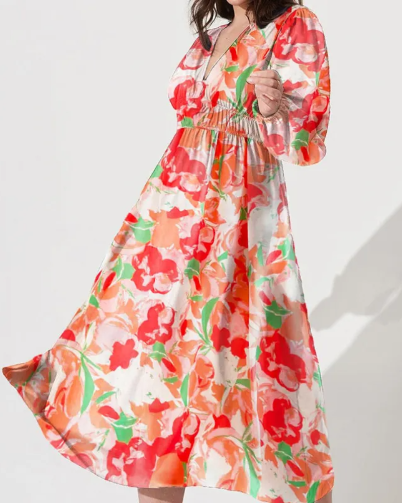 Floral Maxi Dress with V-Neckline