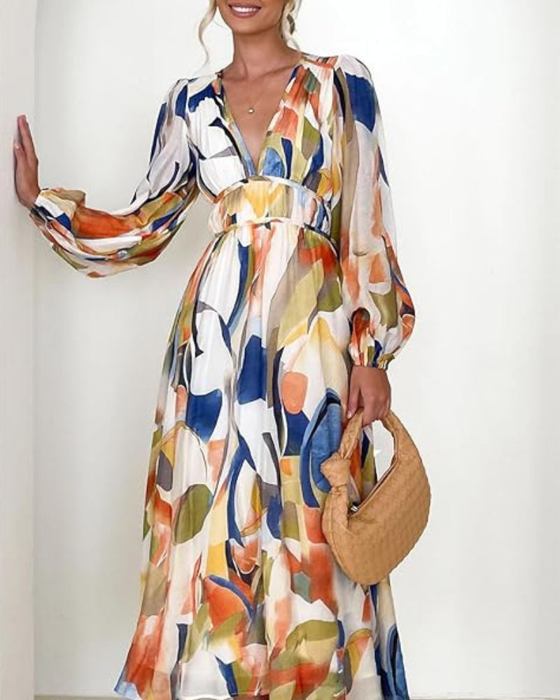 Floral Maxi Dress with V-Neckline