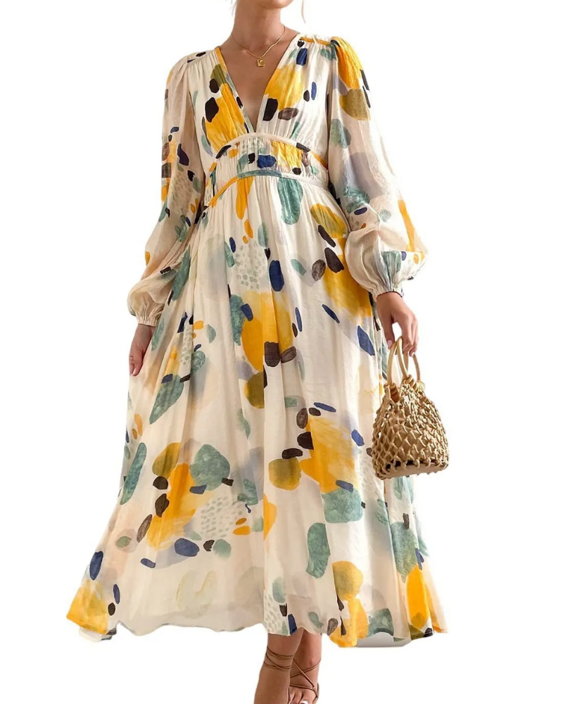 Floral Maxi Dress with V-Neckline