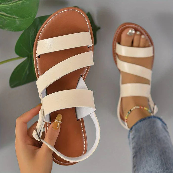 Modern flat sandals with back strap