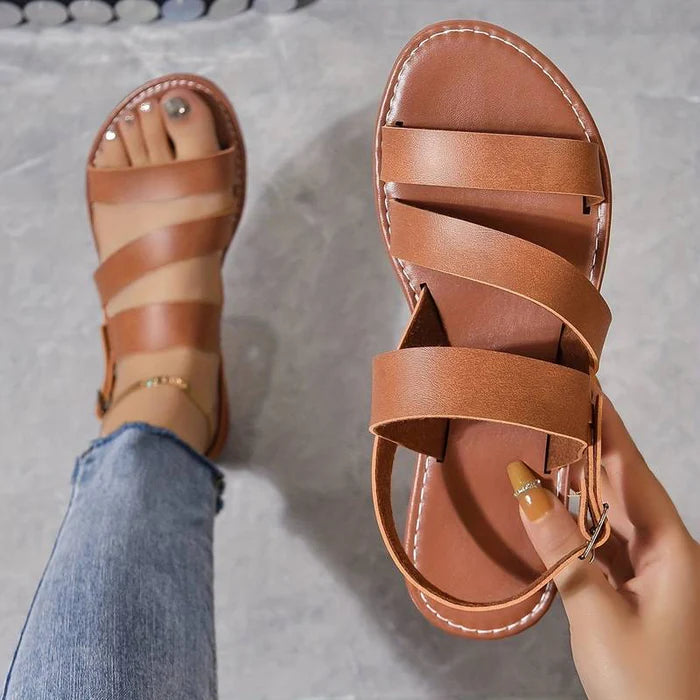 Modern flat sandals with back strap