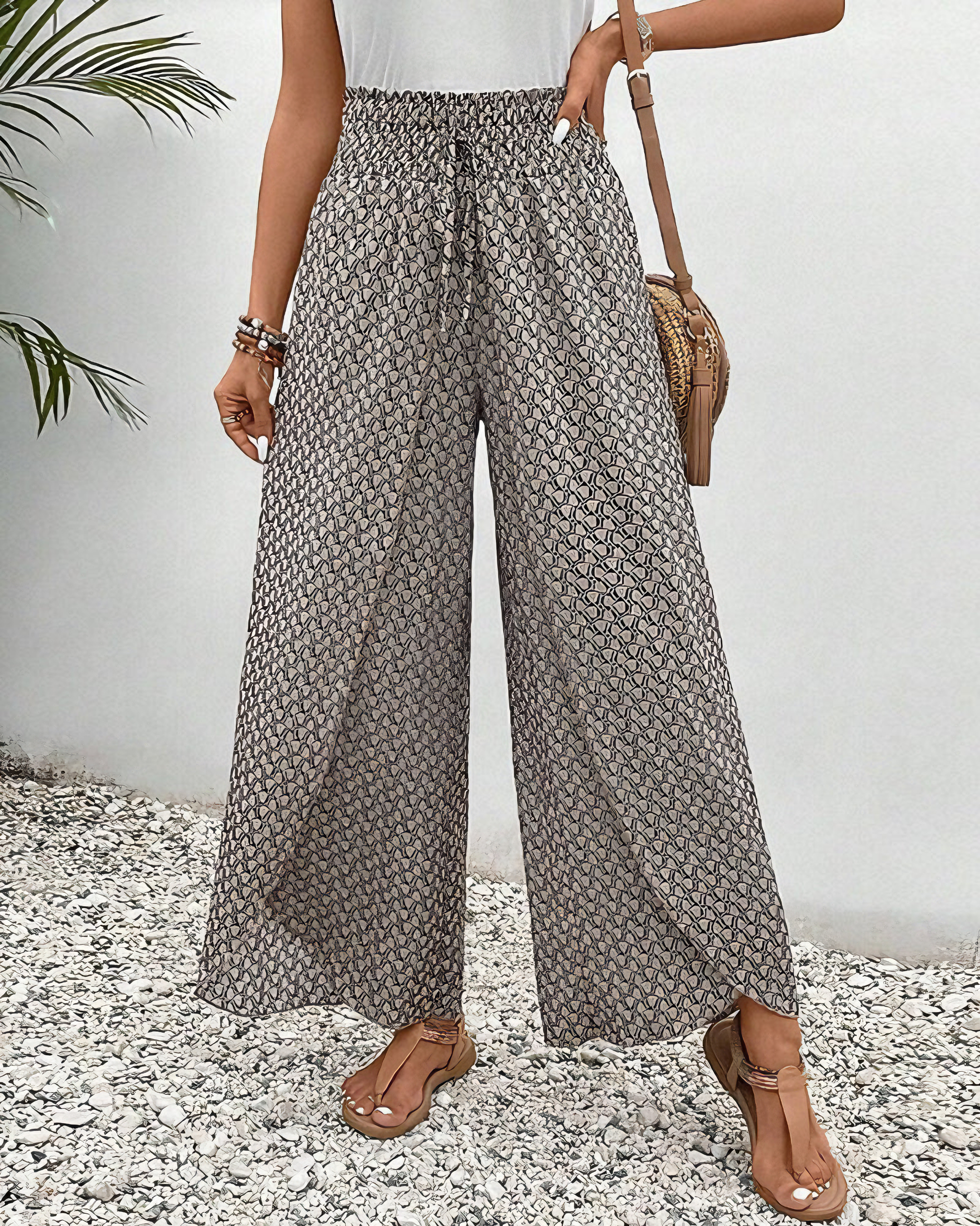 Women’s Wide-Leg Pants with Elastic Waistband