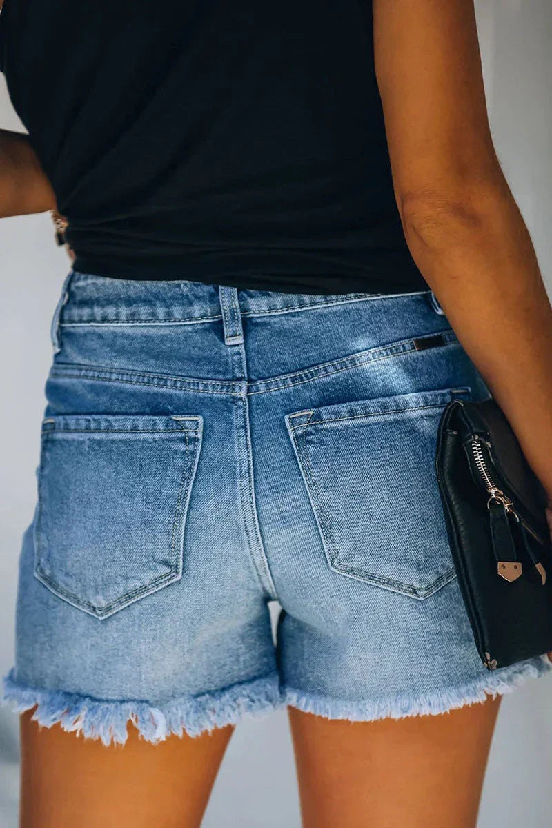 Ripped Denim Shorts for Women