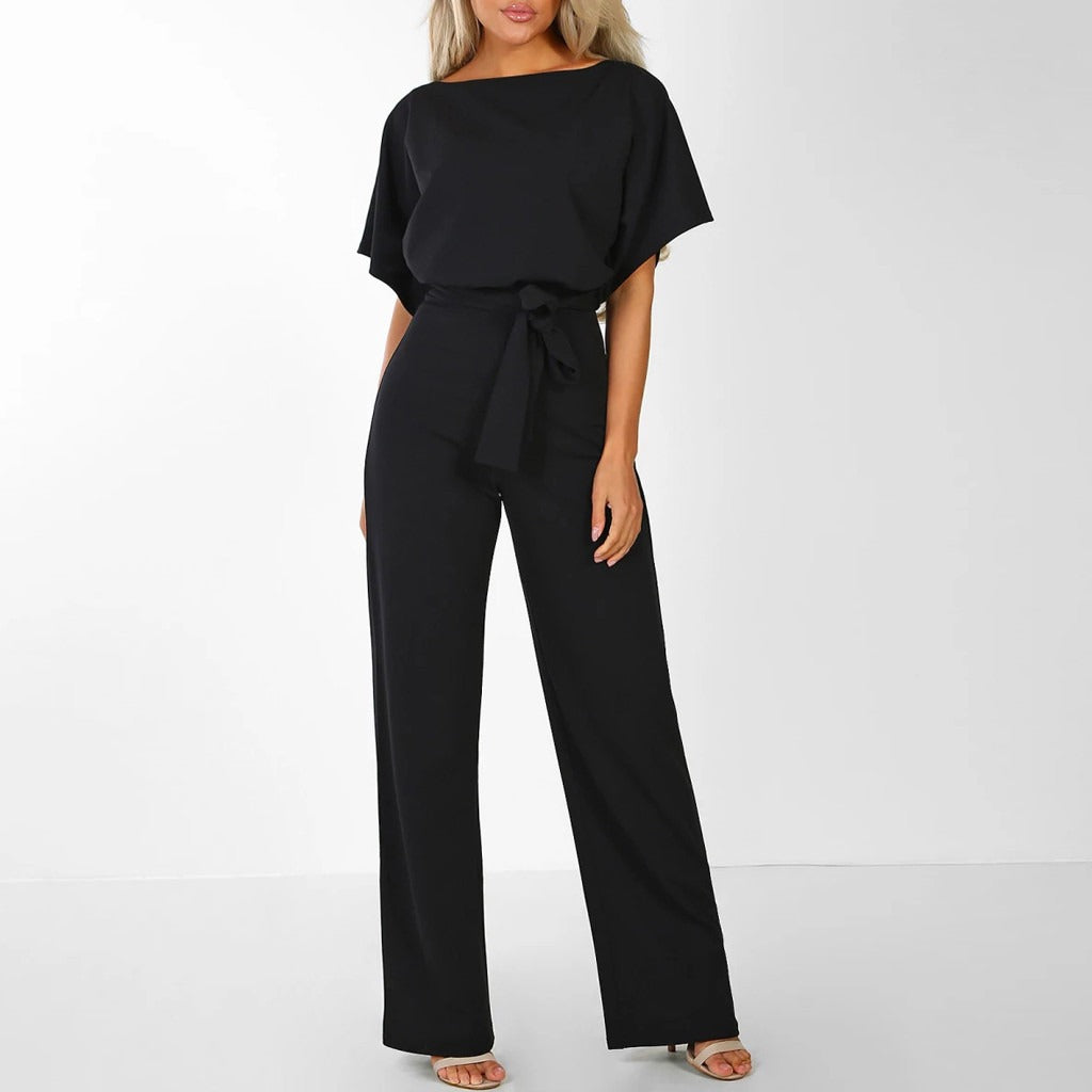 Women’s Jumpsuit with Belt and Wide Legs