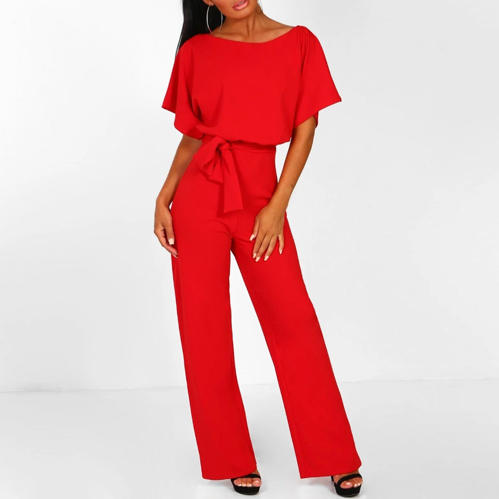Women’s Jumpsuit with Belt and Wide Legs