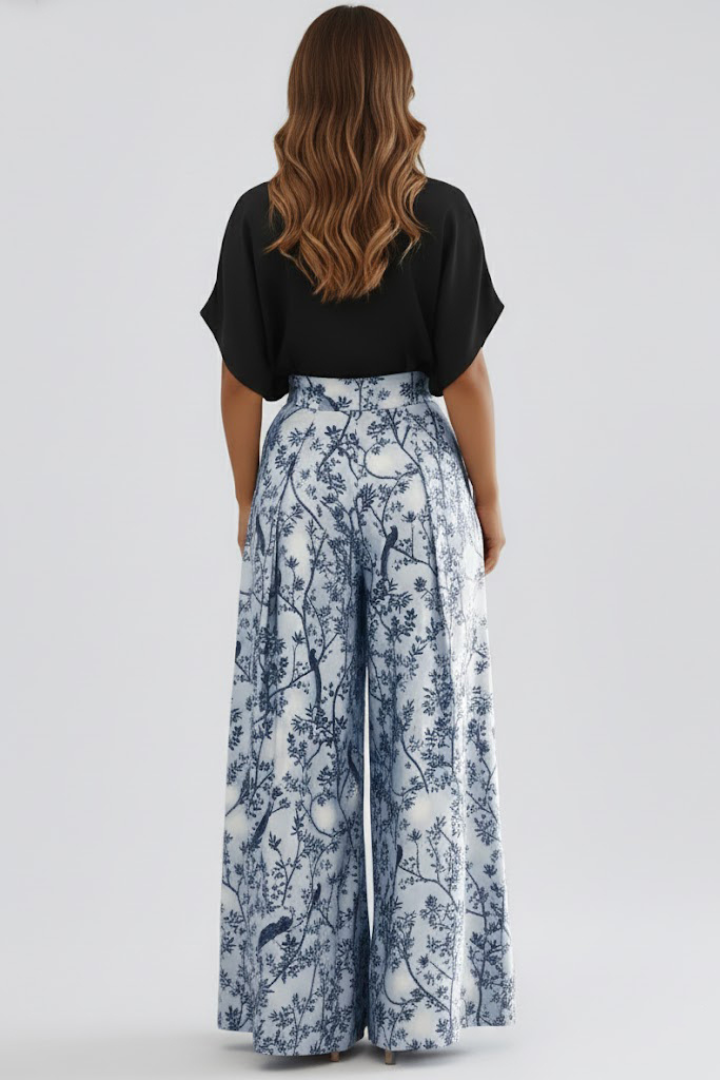 Trendy Two-Piece Set with Wide-Leg Pants