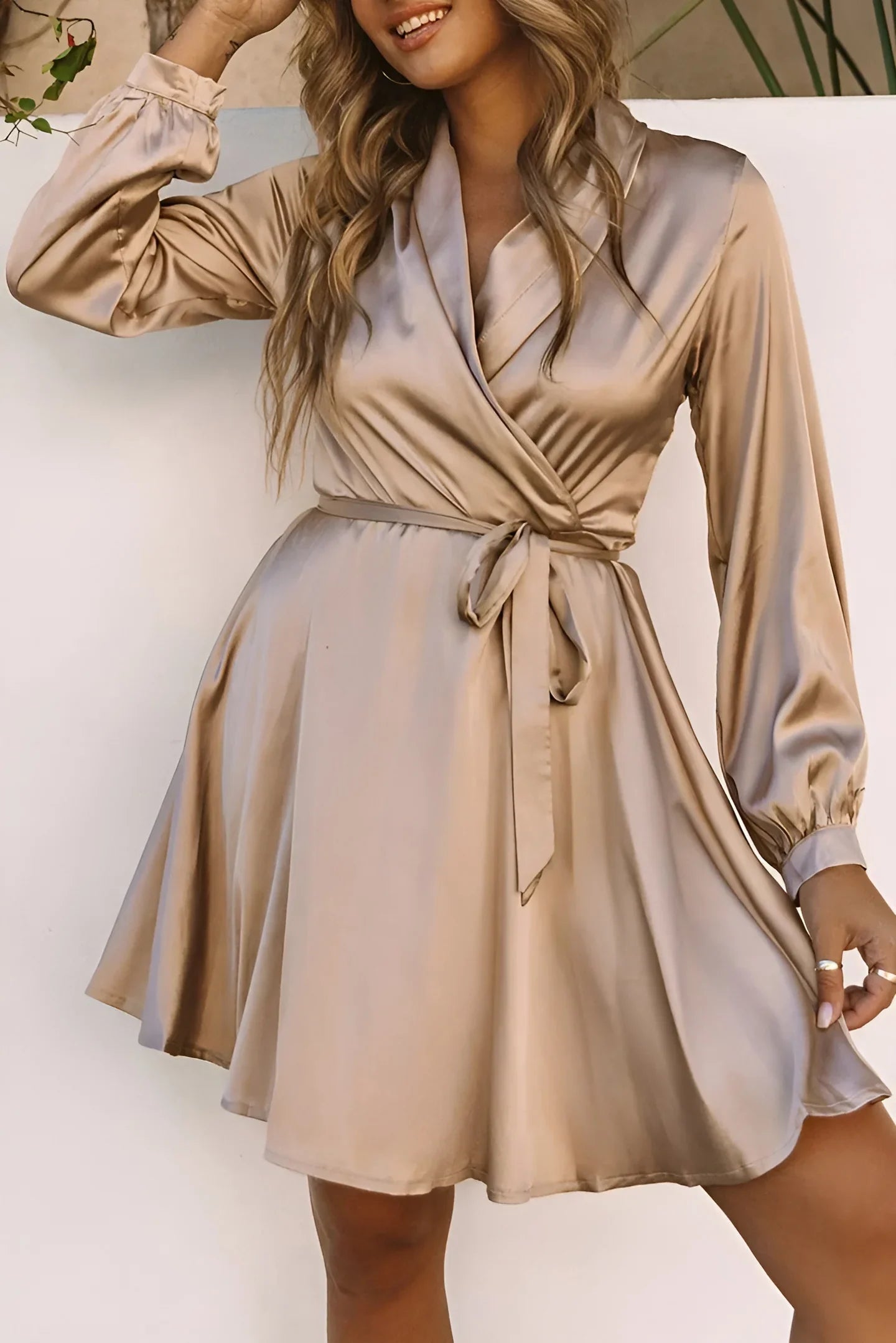 V-Neck Wrap Midi Dress for Women