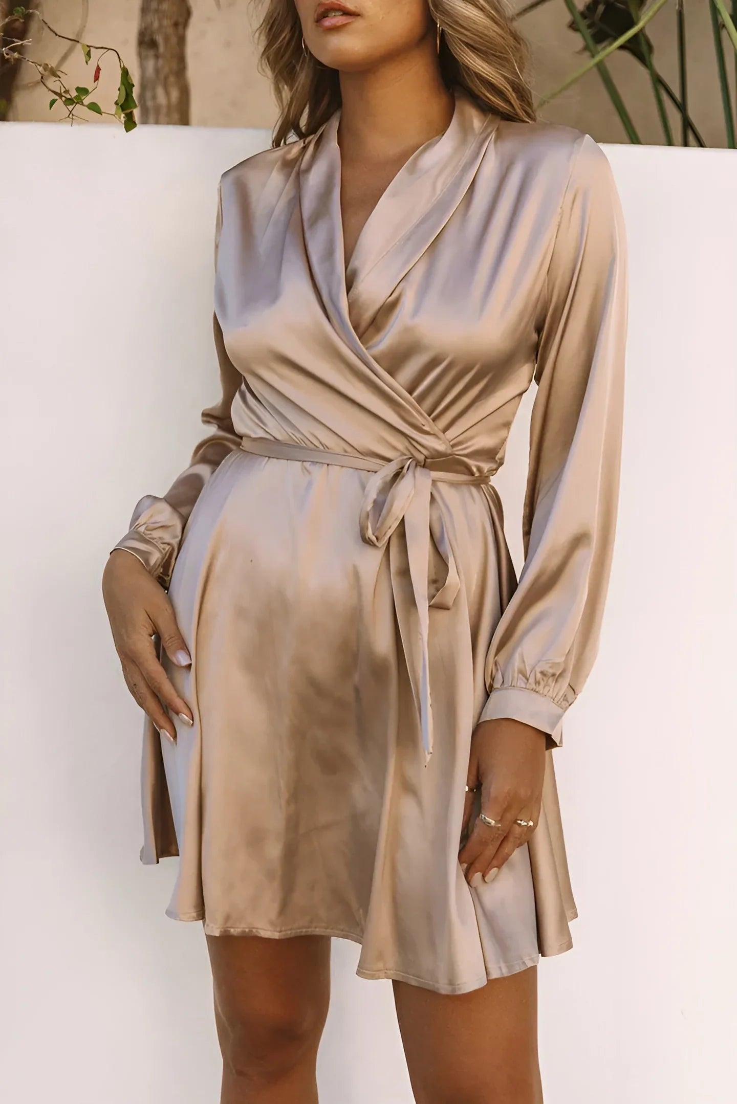 V-Neck Wrap Midi Dress for Women