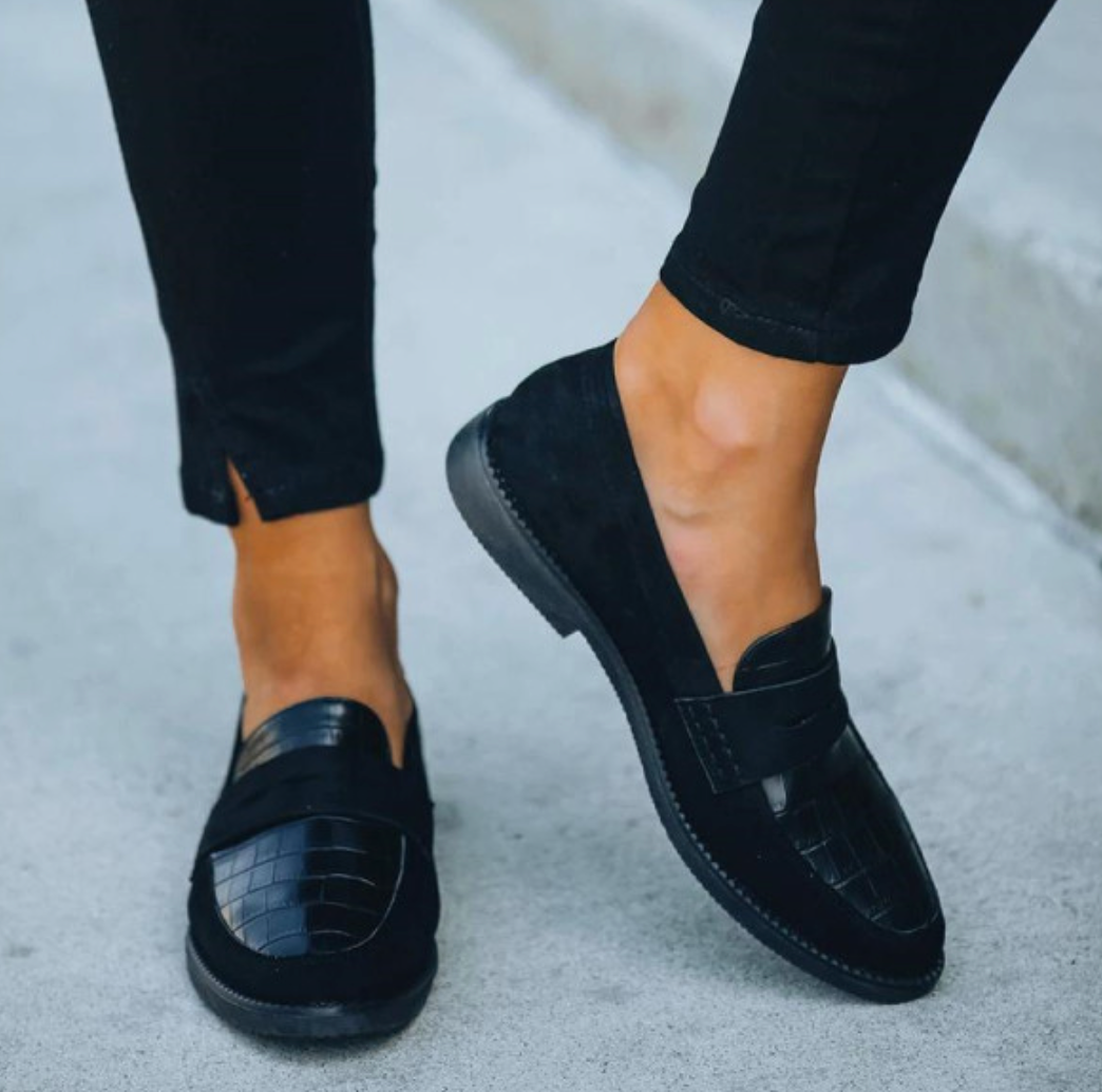 Unisex Loafers with Glossy Textured Upper and Slip-On