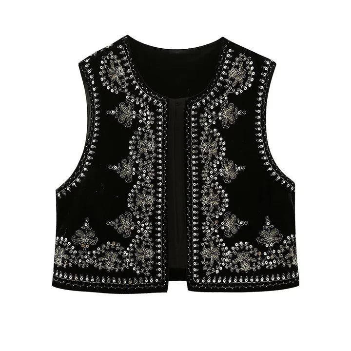 Vintage Embroidered Vest for Women