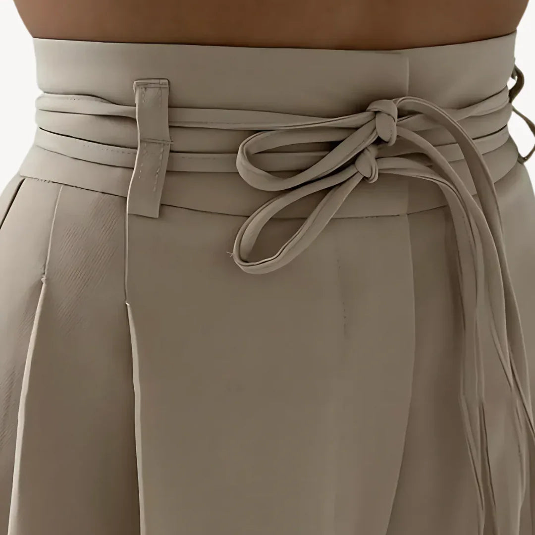 Wide-Leg Tie Waist Trousers for Women