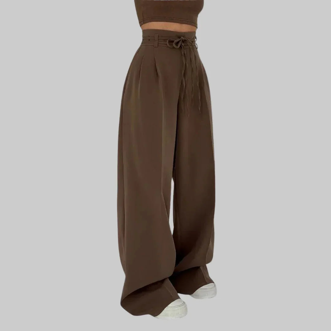 Wide-Leg Tie Waist Trousers for Women