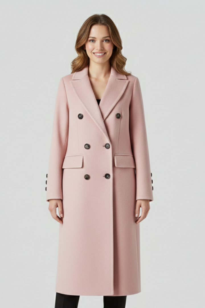 Women Coat with Lapel Collar and Button Closure