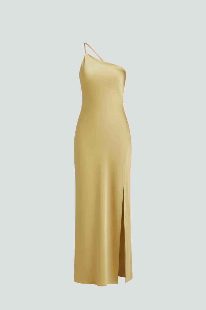 Women Maxi Dress with One Shoulder and Side Slit