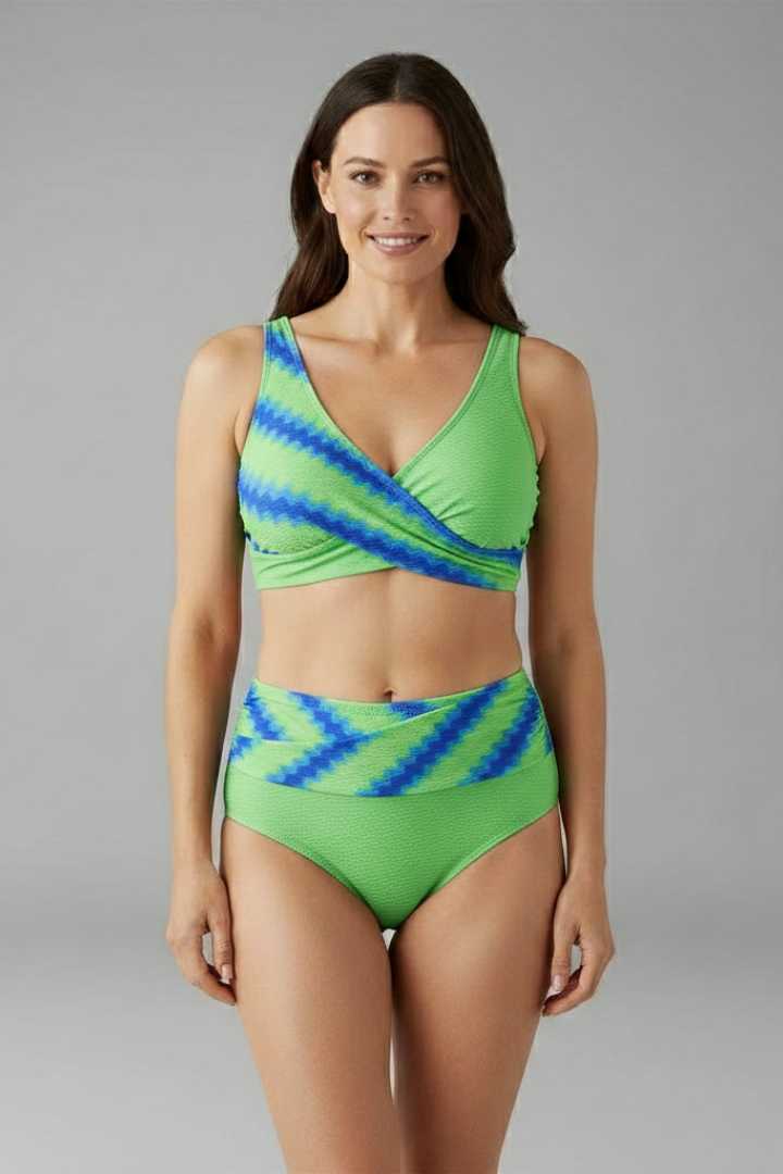 Women’s Bikini Set with Cross Front Top and High Waist