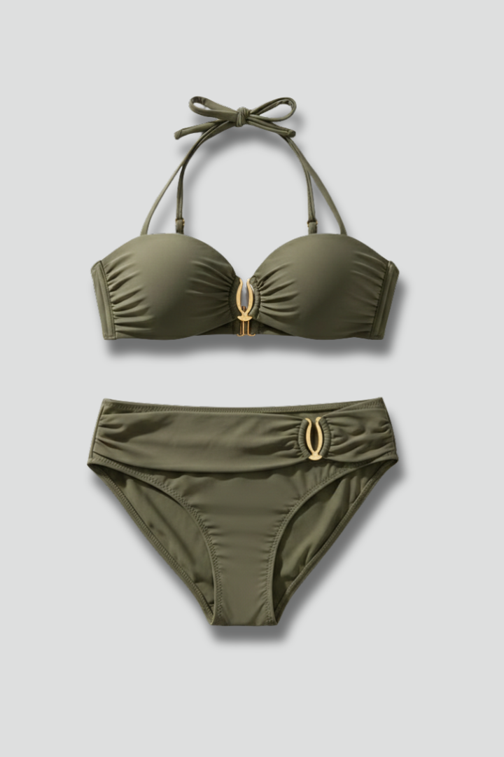 Women’s Bikini Set with Halterneck Top and Low Rise Bottom
