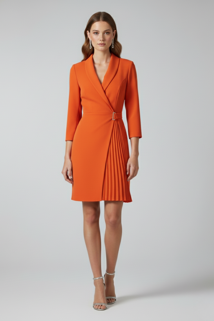 Women’s Blazer Dress with Notched Collar and Straight Hem