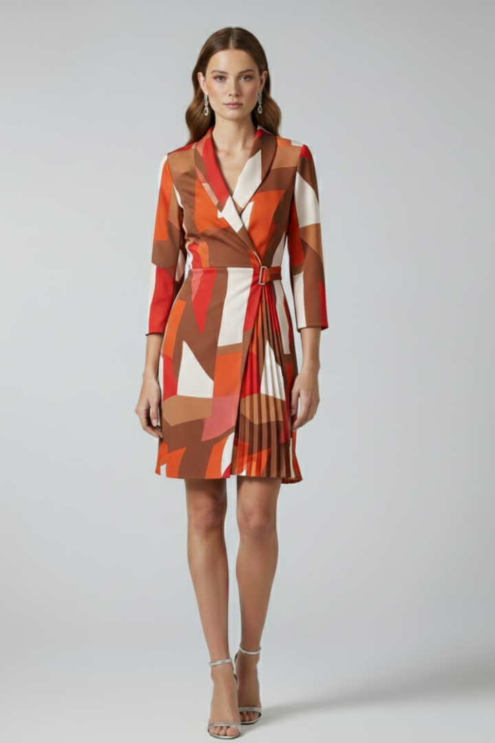 Women’s Blazer Dress with Notched Collar and Straight Hem