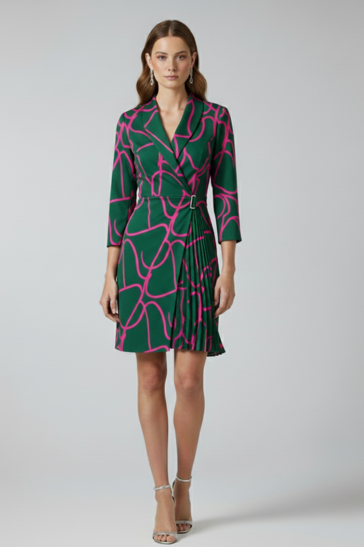 Women’s Blazer Dress with Notched Collar and Straight Hem