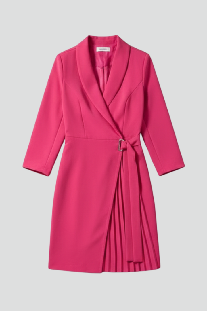 Women’s Blazer Dress with Notched Collar and Straight Hem