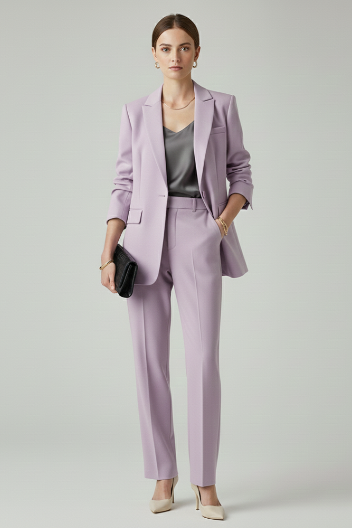 Women’s Blazer Set with Defined Shape and Straight-Leg Trousers