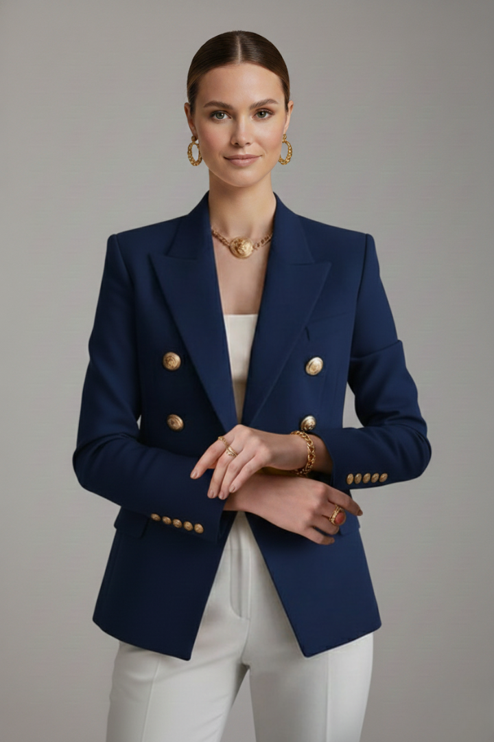 Women’s Blazer with Front Button Arrangement and Gold-Tone Buttons