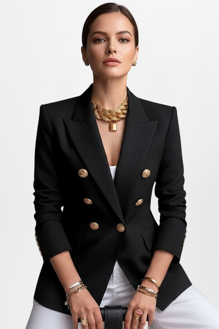 Women’s Blazer with Front Button Arrangement and Gold-Tone Buttons