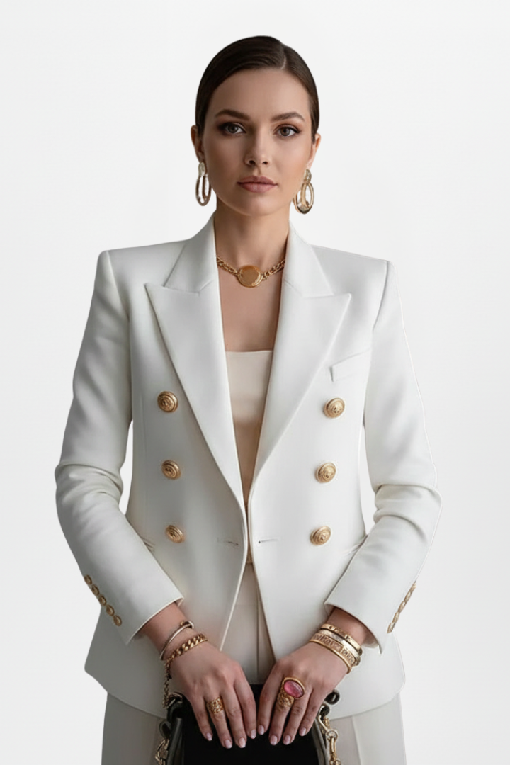 Women’s Blazer with Front Button Arrangement and Gold-Tone Buttons