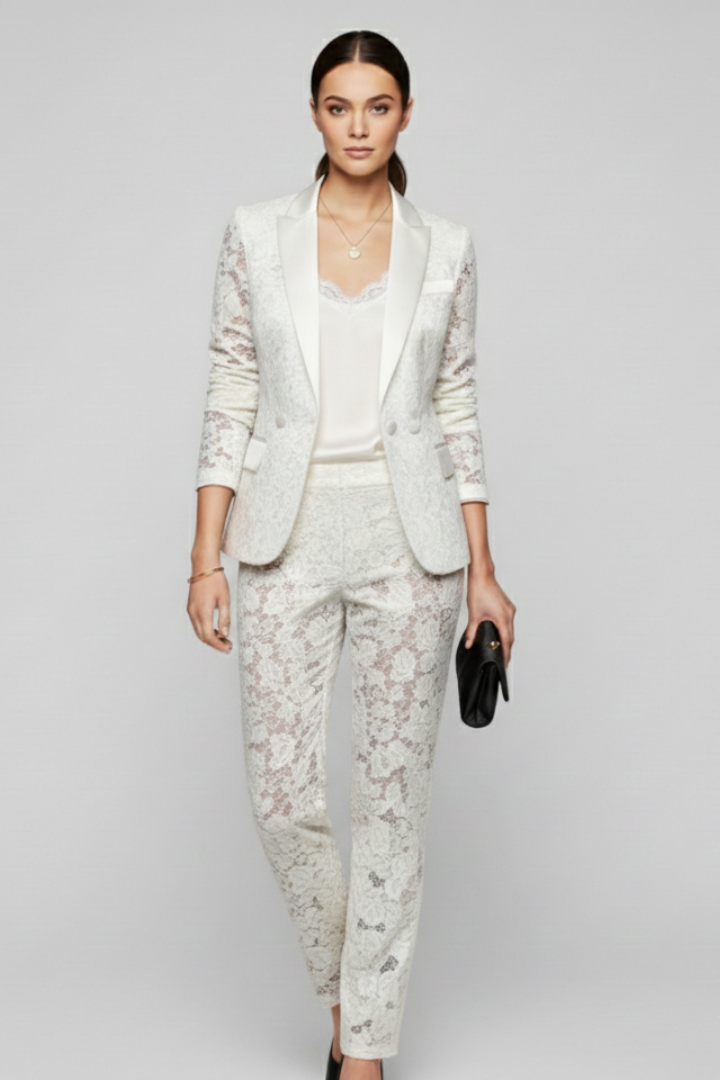 Women’s Blazer with Lace Surface and Shaped Silhouette