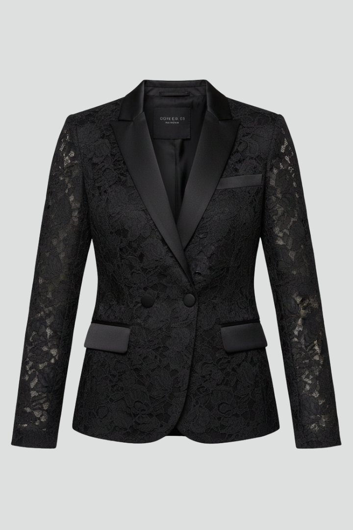 Women’s Blazer with Lace Surface and Shaped Silhouette