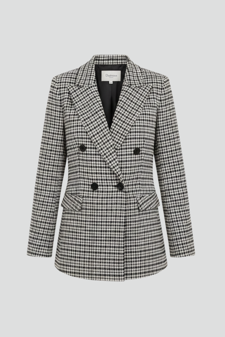 Women’s Blazer with Notched Lapel and Checked Pattern