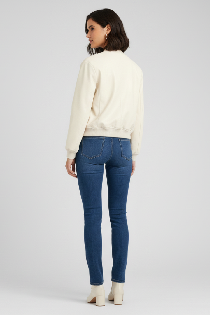 Women’s Bomber Jacket with Flap Pockets and Ribbed Finishes