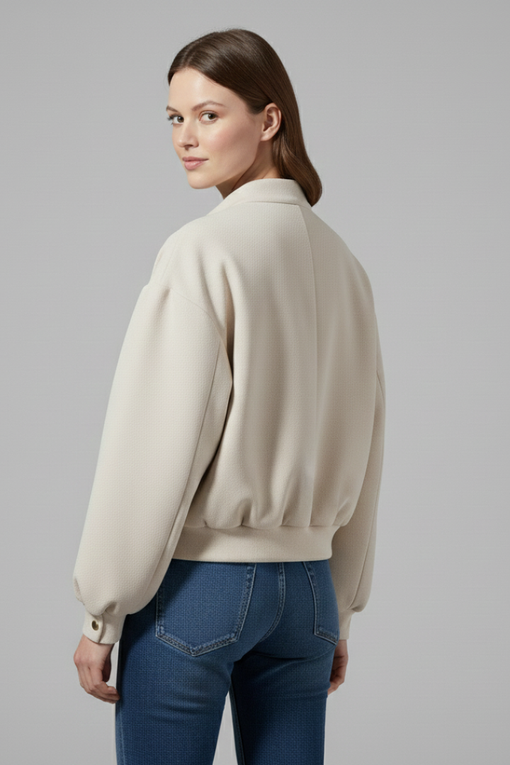 Women’s Bomber Jacket with Front Zip and Practical Pockets