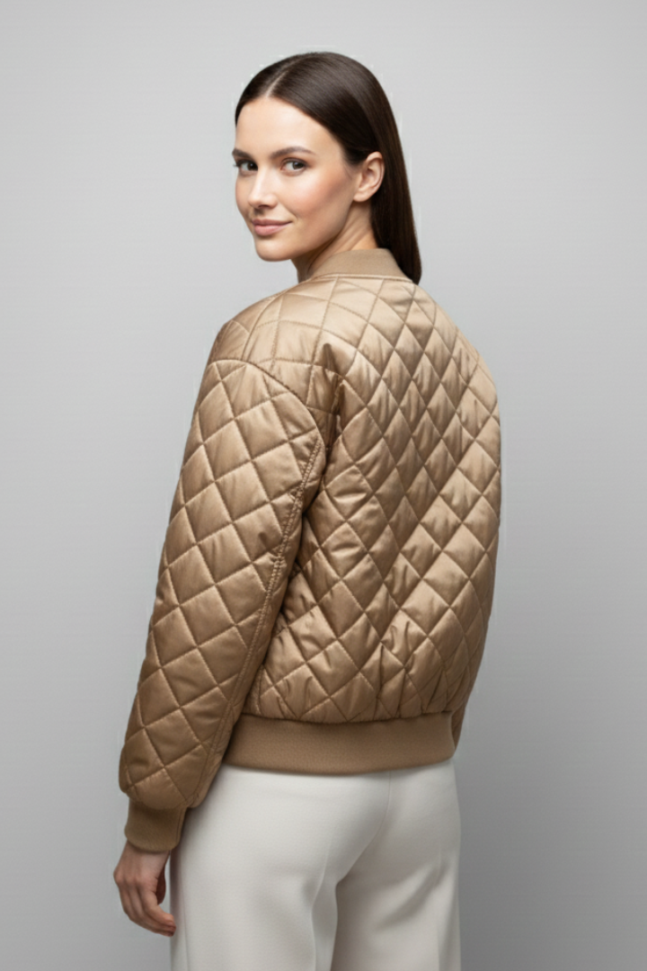 Women’s Bomber Jacket with Quilted Pattern and Elasticated Cuffs