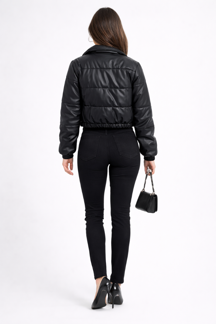 Women’s Bomber Jacket with Zipper Closure and Elasticated Sleeves